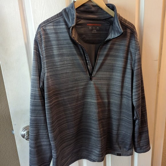 Hawke & Co 1/4 Zip Athletic Shirt Size Large Gray Long Sleeve Pro-Flex - Picture 1 of 5